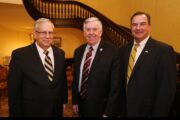 Lieutenant Governor Mike Kehoe and David Russell, former commissioner of higher education, received the 2018 Henry S. Geyer Awards at a reception with Governor Mike Parson. 