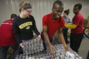 Students participate in a Mizzou Alternative Breaks trip that had them volunteering at Nashville charities. 